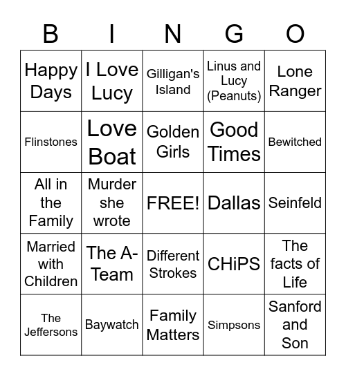 TV Theme Song Bingo!  :) Bingo Card