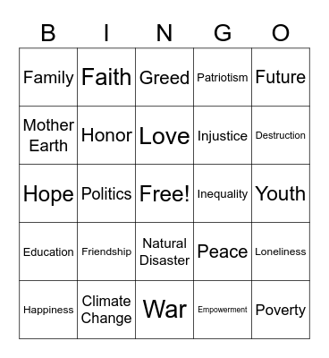 Reading Beyond Lines Bingo Card