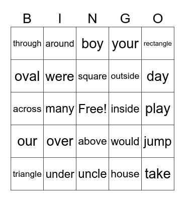 2G Bingo! Bingo Card