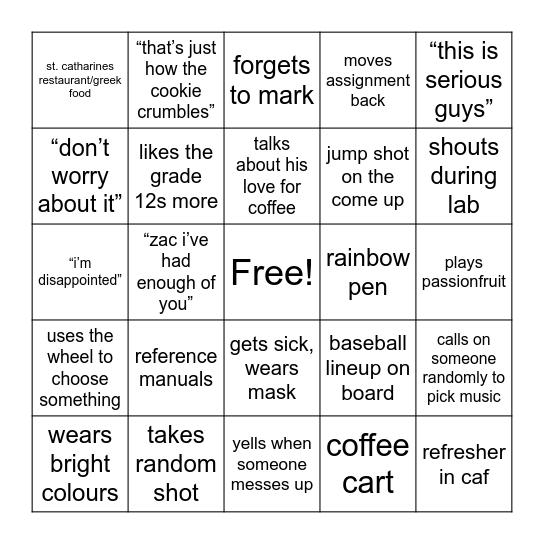 petro bingo Card