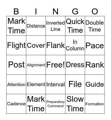 Drill Terms Bingo Card