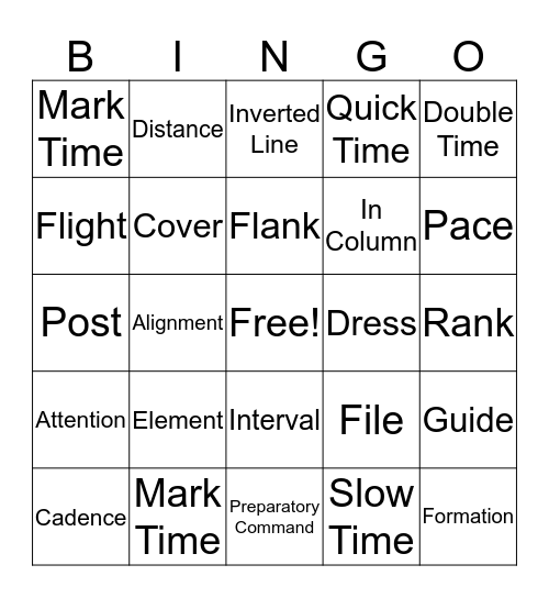 Drill Terms Bingo Card