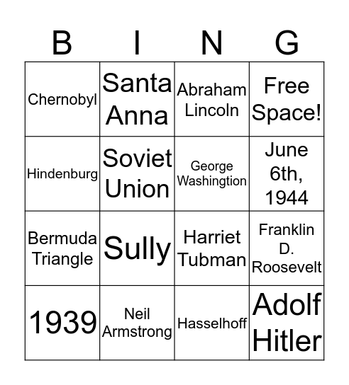 Random History! Bingo Card