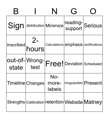 Principals Love State Testing Bingo Card