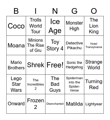 Movie Trivia Bingo Card