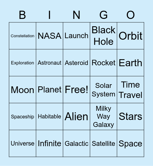 OUT OF THIS WORLD Bingo Card