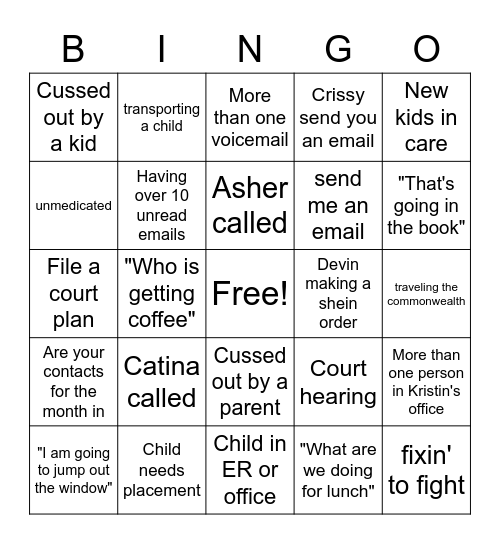 DSS Bingo Card