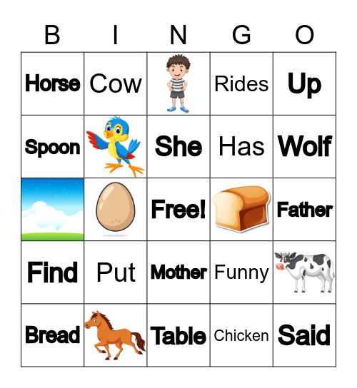 Ayden's Sight Words Bingo Card
