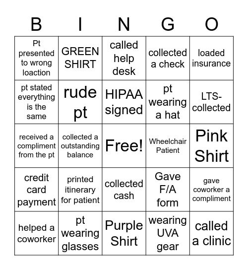 PATIENT ACCESS Bingo Card