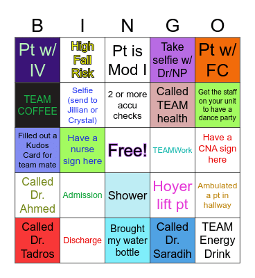 Nurses Week BINGO Card