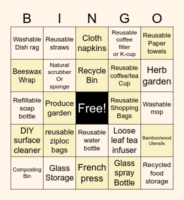 Zero-Waste Kitchen! Bingo Card