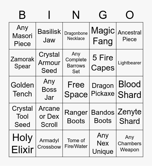 Rune Works Bingo Card