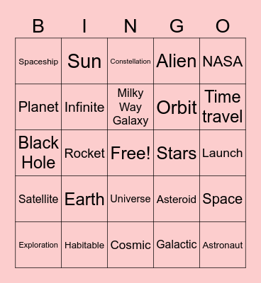 OUT OF THIS WORLD Bingo Card