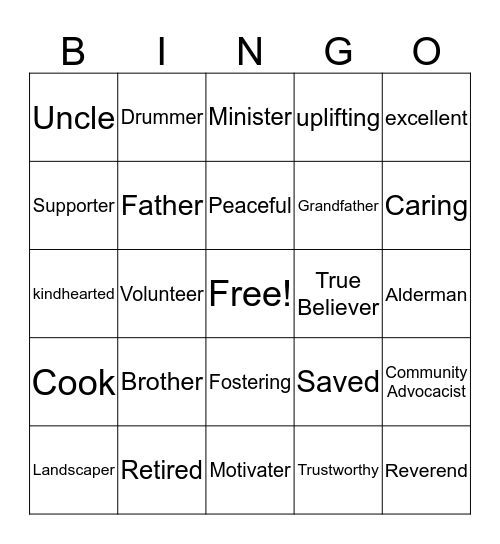 Robert Swinney Bingo Card