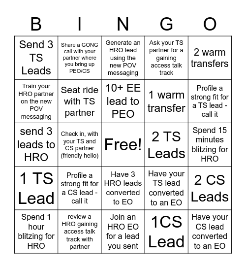 SBS/HRO BINGO! Bingo Card