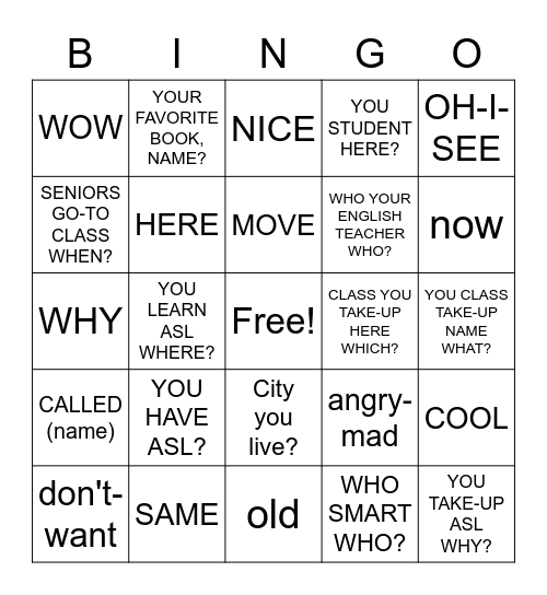 practice Bingo Card