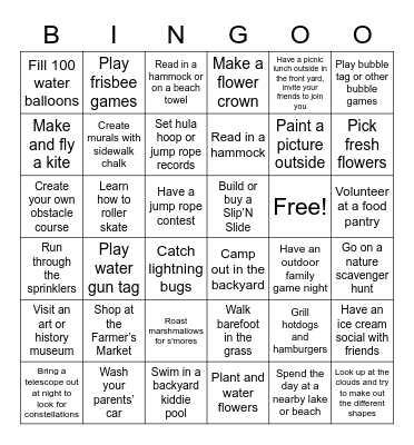 Summer Bingo!! Bingo Card