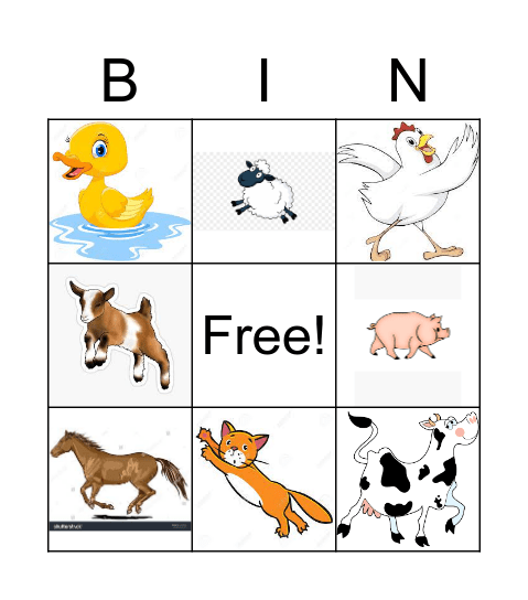 Los movimientos de los animales de la granja - Kinder Bingo Card