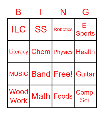 Westwood Bingo Card