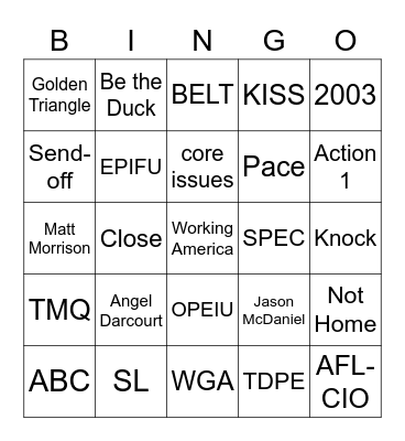 Working America Lingo Bingo! Bingo Card