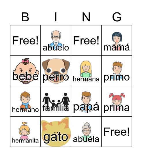 La Familia Bingo Card