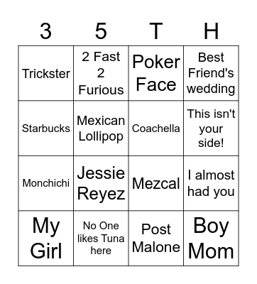 Dani & Vic Bingo Card