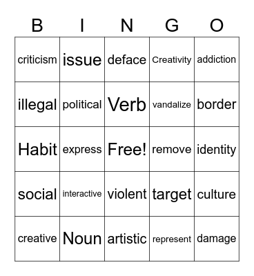 Street Art Bingo Card