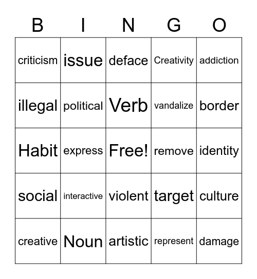 Street Art Bingo Card