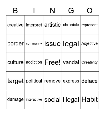 Street Art Bingo Card