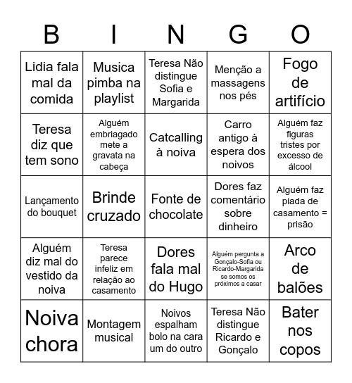 Casório Bingo Card