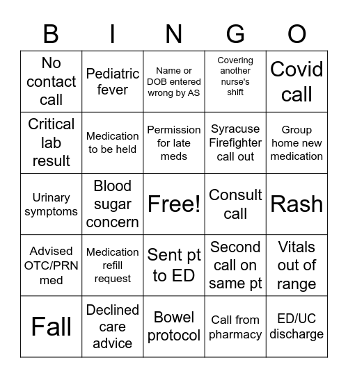 Nurse's week Bingo Card