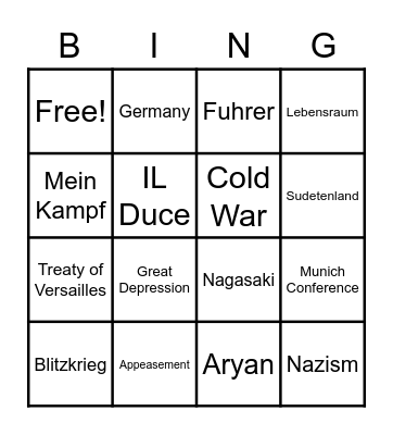 WH Review Bingo Card