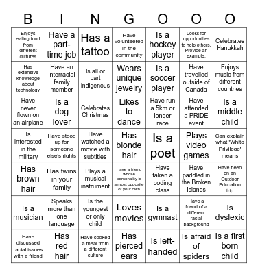 Diversity and Inclusion BINGO Card