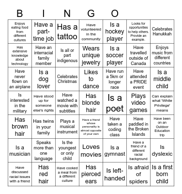 Diversity and Inclusion BINGO Card