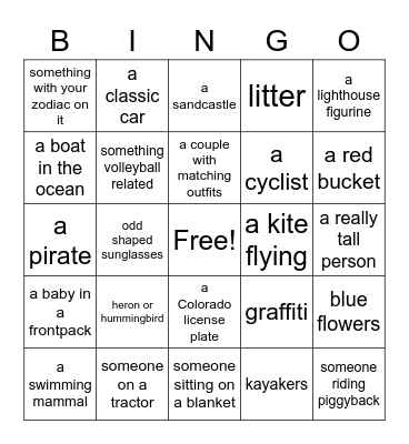 Beach Bingo Card