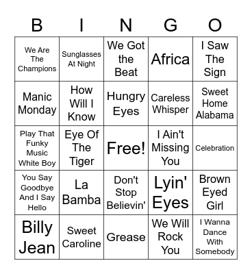 Repetitive Radio Bingo Card