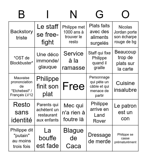 Cauchemar en Cuisine KayzoBro Bingo Card