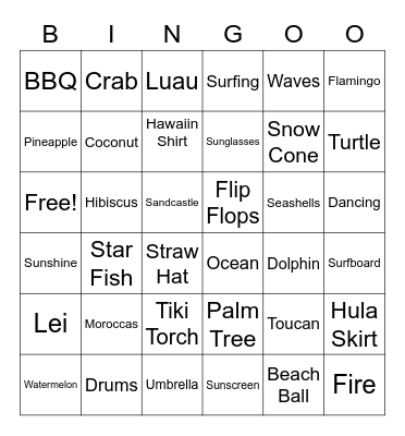 Aloha Bingo Card