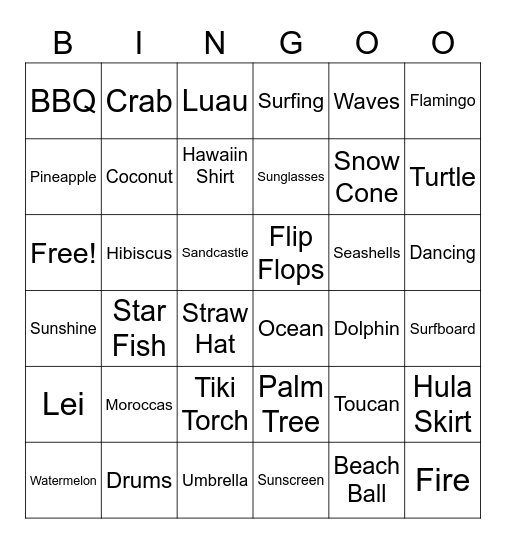 Aloha Bingo Card