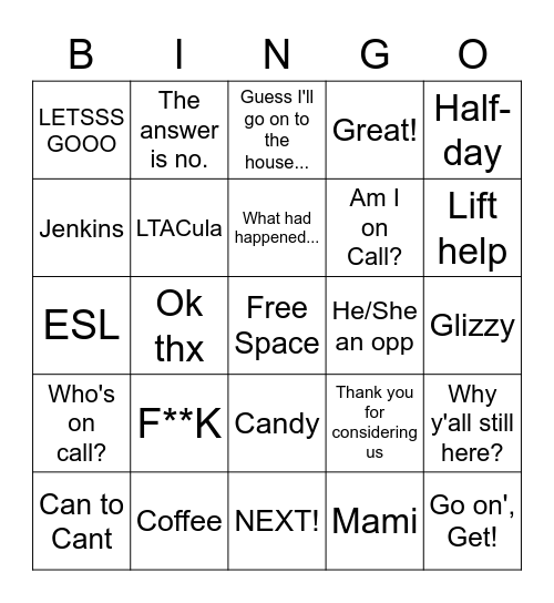 IR BINGO Card