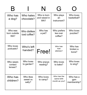 Spring Regional Bingo Card