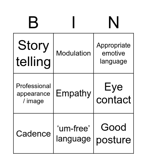 CWI Bingo Card