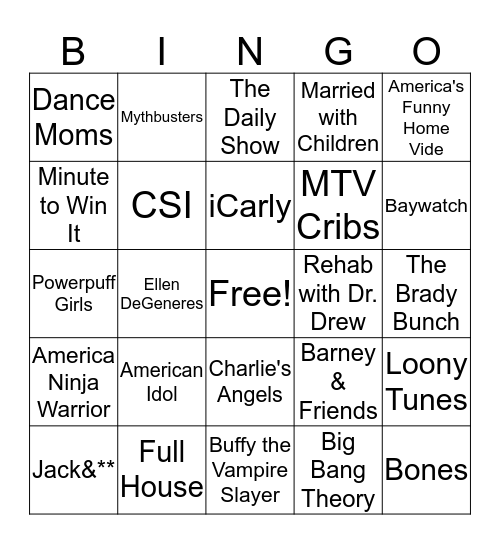 TV Show Bingo Card