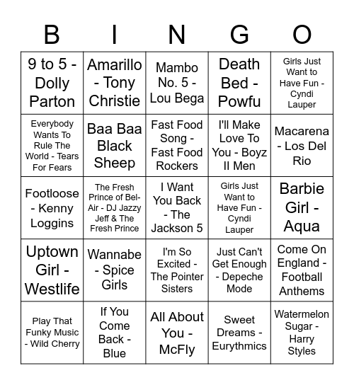 R&D Rock n Roll BINGO! Bingo Card