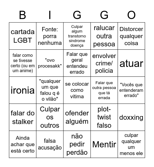 Ralucão Bingo Card