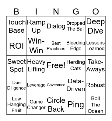 HSHS - Lame Business Word Bingo Card