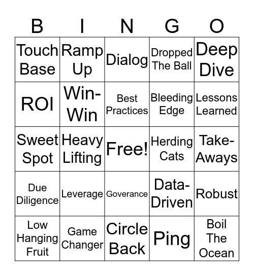 HSHS - Lame Business Word Bingo Card