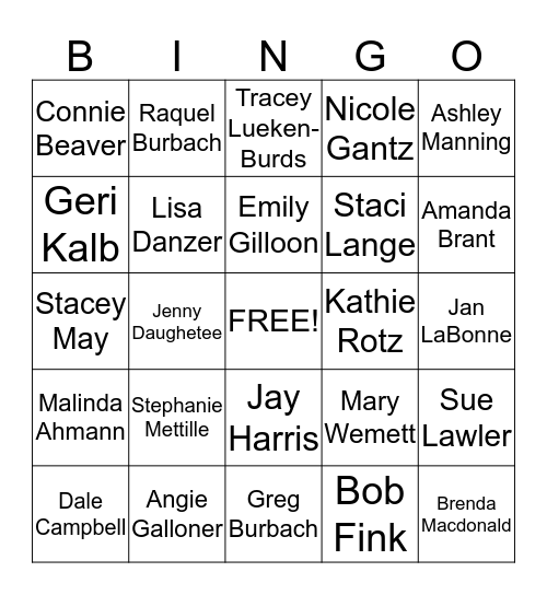 People Bingo Card