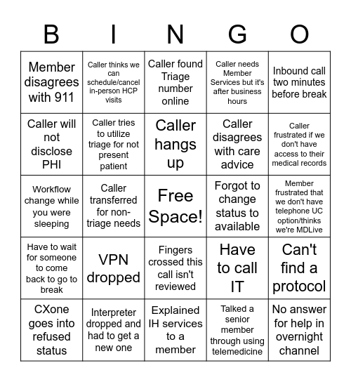 Nurses' Week Bingo - Night Shift Edition! Bingo Card