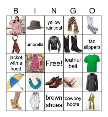 Clothes Bingo Card